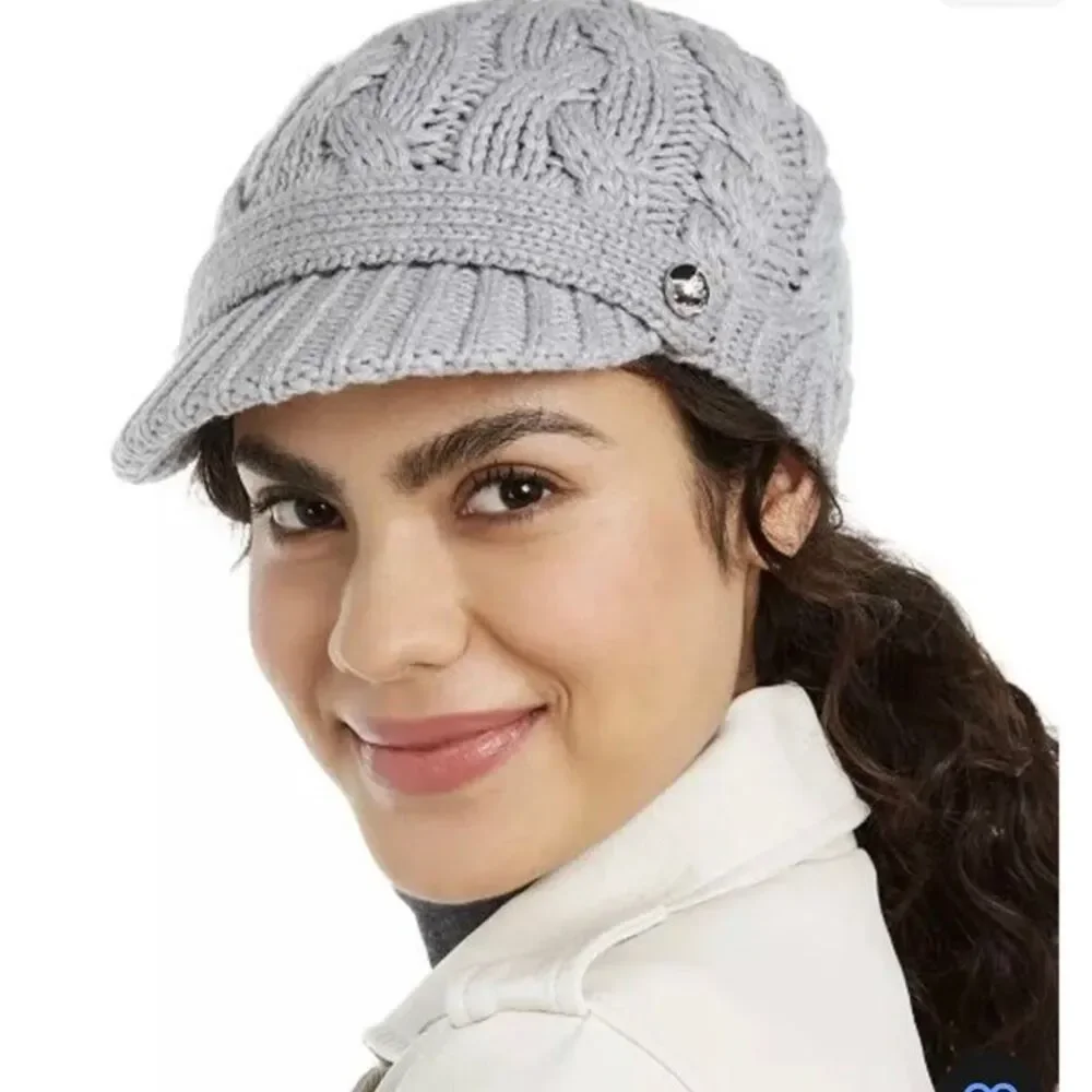 Michael Kors Cable knit grey hat new